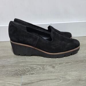 Vionic Willa Wedge Black Suede Wedge Loafer Slip on Size 11